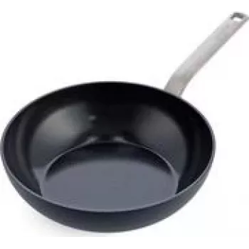 Wok/pan GreenPan CC006388-001, rond, 28 cm, zwart, PFAS-vrij