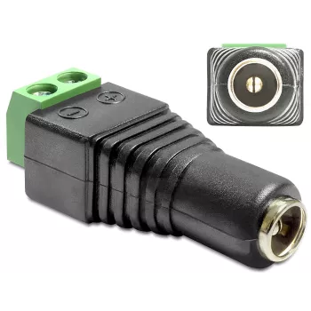Kabeladapter DeLOCK 65485 DC 2,5 x 5,5 mm 2p zwart groen
