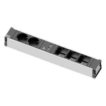 Verlengsnoer Bachmann 912.0168 binnen 2 AC-uitgangen zwart grijs
