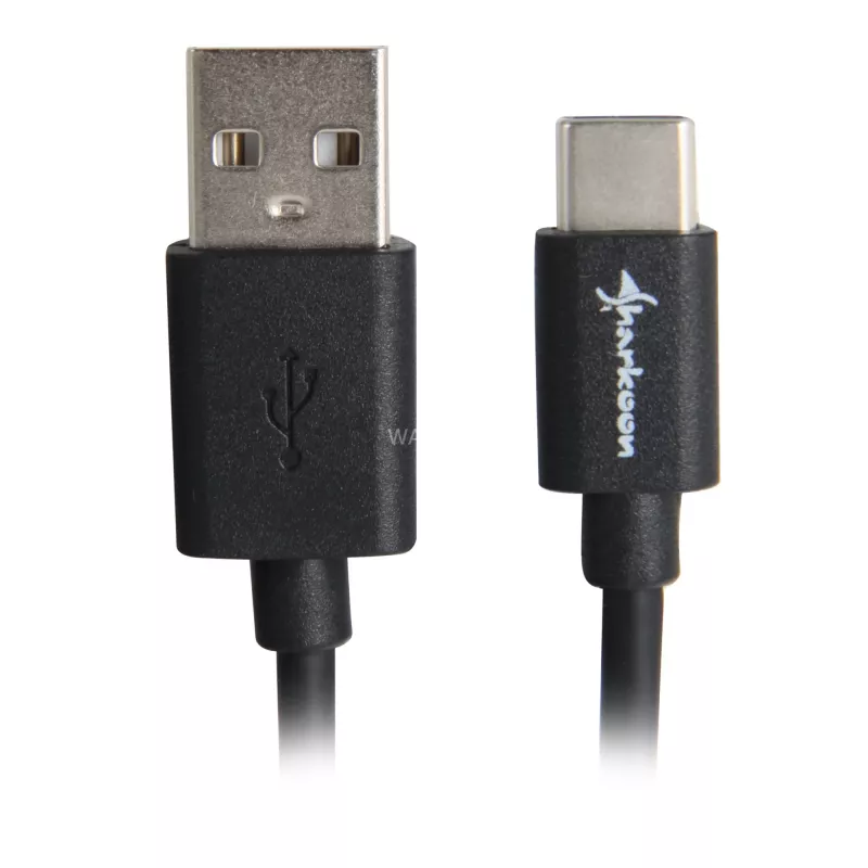 USB 2.0 A naar USB-C kabeladapter Sharkoon 0,5 m, zwart