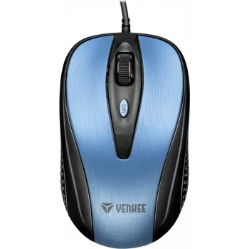 USB-kabelmuis, 4 knoppen, optisch, symmetrisch, blauw