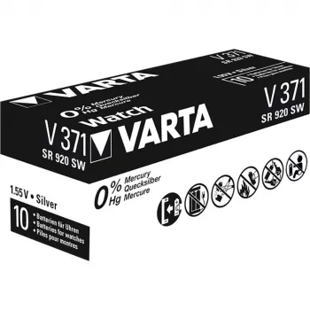Varta 00371101111 zilveroxide knoopcel 371, 30 mAh, zilver