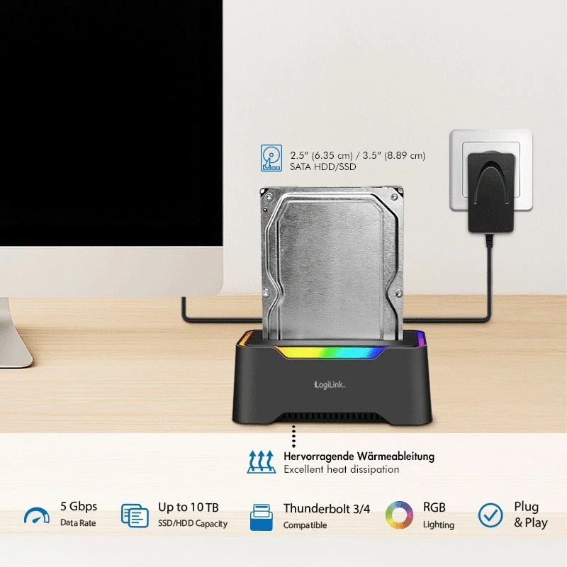 LogiLink HDD-dockingstation LogiLink Quickport USB 3.2 1-poorts voor 2,5/3,5 SATA (QP0035)