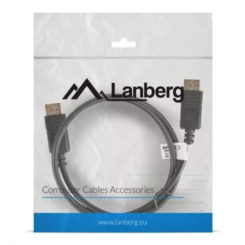 Lanberg DisplayPort-kabel 19 pin V1.2 4K, 1M | CA-DPDP-10CC-0010-BK | DisplayPort naar DisplayPort