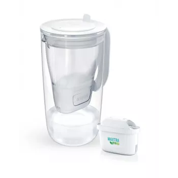 Waterfilterkan BRITA Glass+1 Maxtra Pro grijs, 2,4 L totaal / 1,5 L gefilterd, Maxtra Pro PP filter