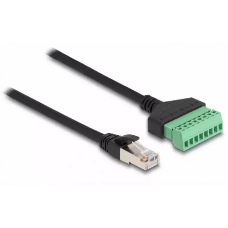 DeLOCK RJ45-kabel Cat.6 stekker naar klemmenstrookadapter 30 cm zwart groen