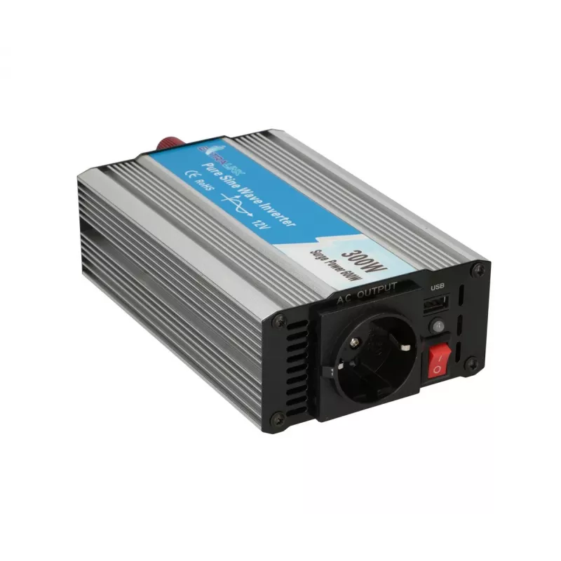 Spanningsomvormer Extralink OPIP-300W 12V 300W zuivere sinus, aluminium behuizing, actieve koeling