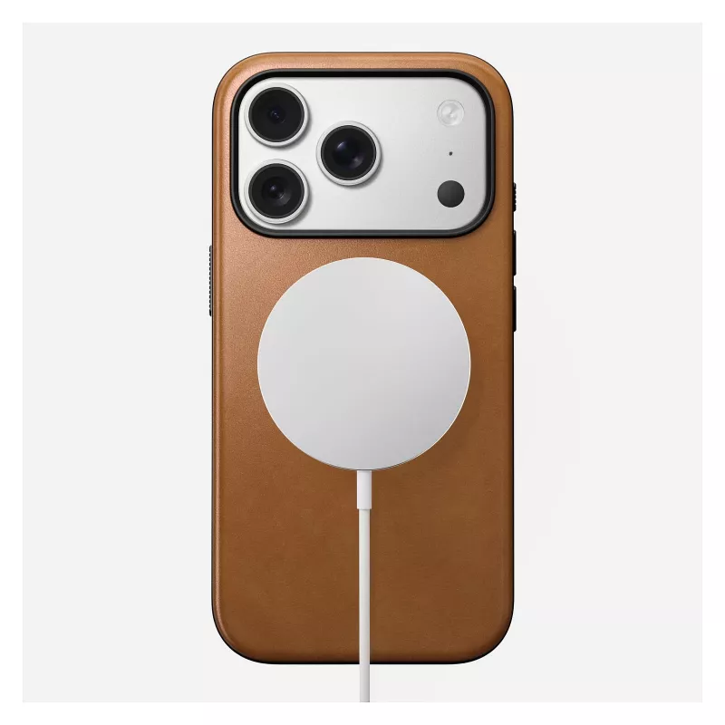 Telefoonhoesje Nomad Modern Leather Case voor iPhone 17 Pro, 16 cm (6,3 inch), tan, leer & PC/TPU