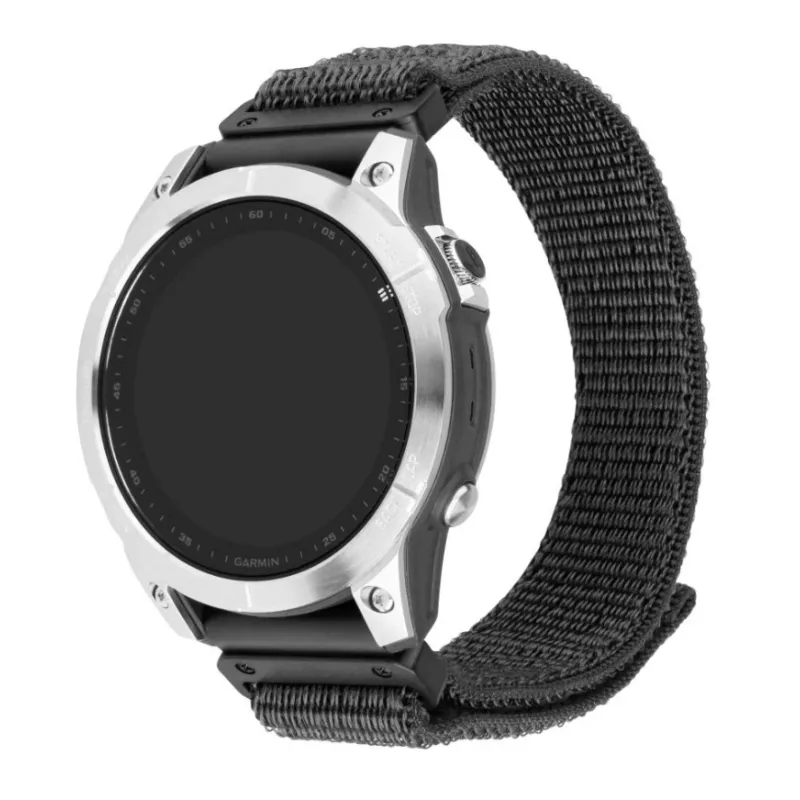 Nylon sportarmband FIXED QuickFit 22 mm voor Garmin, donkergrijs, pols 160–210 mm