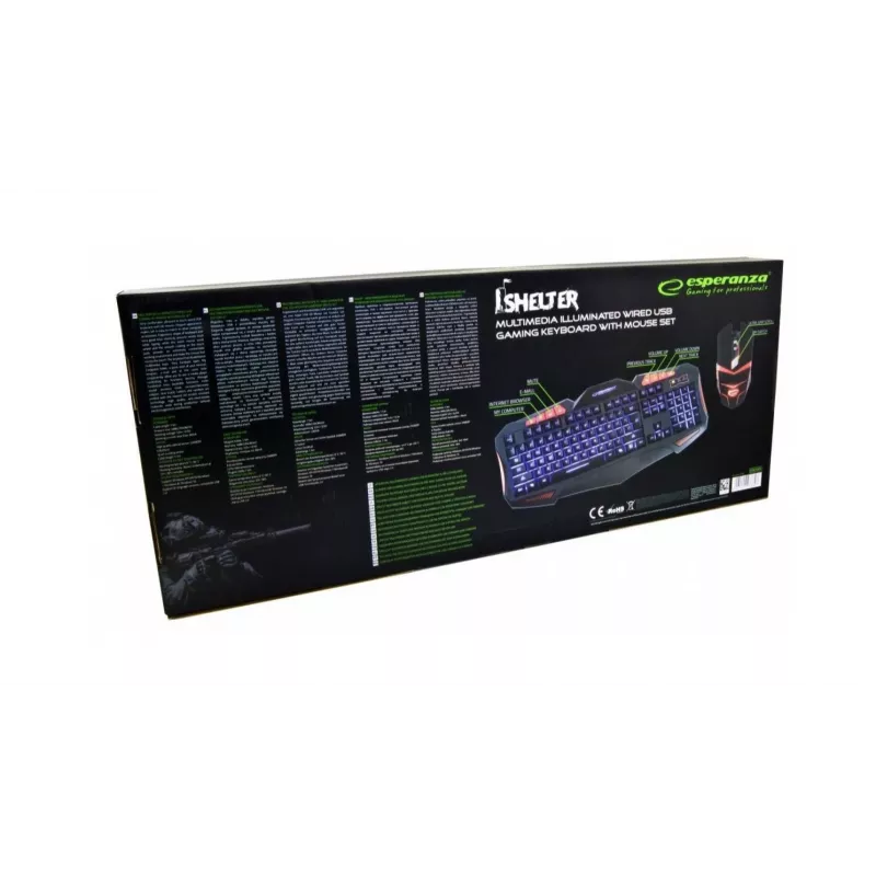Esperanza EGK3000 set toetsenbord + bekabeld toetsenbord met achtergrondverlichting