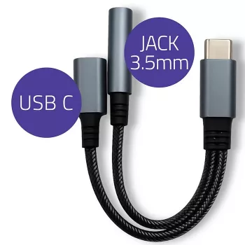 Adapter 2-in-1 USB-C naar USB-C en 3,5-mm-jack PD 15W