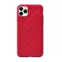Softcase Devia Woven2 voor iPhone 11 Pro Max – rood gemusterd textieloppervlak