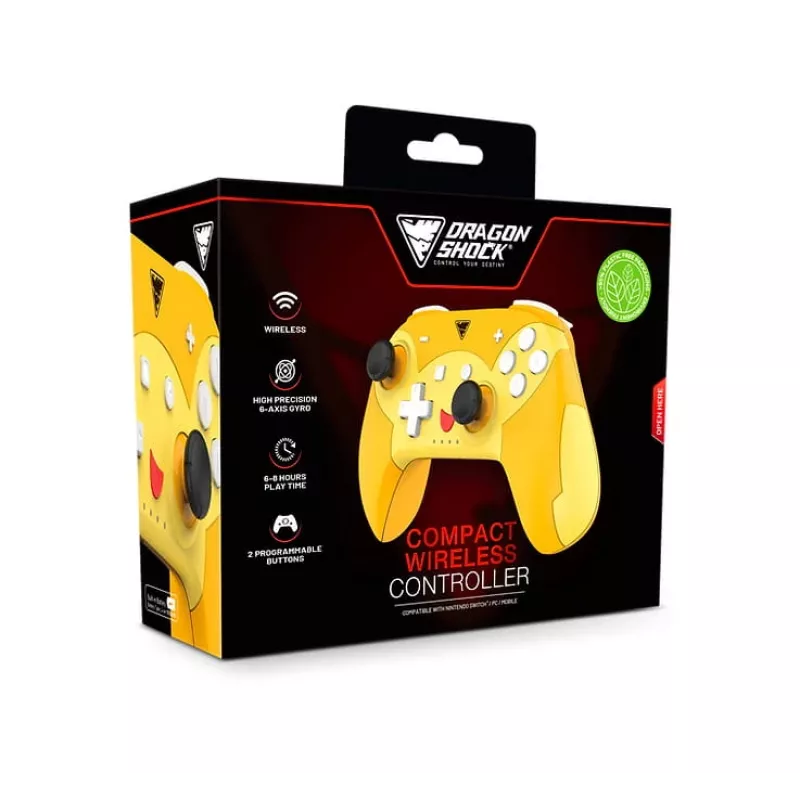 DragonShock PopTop Compact, gamepad, Nintendo Switch, terug-knop, D-pad, home-knop, reset-knop, draadloos, Bluetooth, USB Type-C