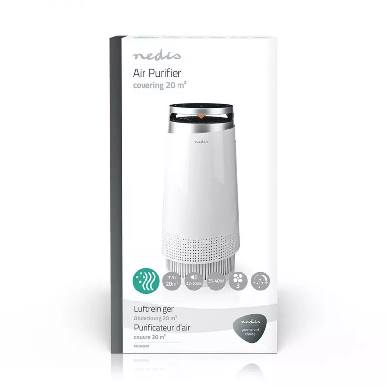 Nedis AIPU100CWT luchtreiniger 20 m² 50 dB 35 W zwart, wit