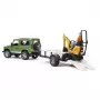 BRUDER Land Rover Defender met aanhanger CAT en man speelgoedvoertuig