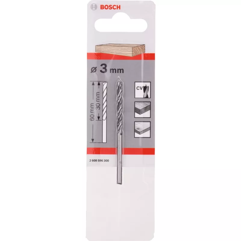 Bosch standaard houtboor met centerpunt 3 mm diameter 61 mm lang