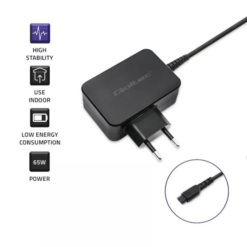 Universele voeding QOLTEC 52414 65W met 10 verwisselbare stekkers