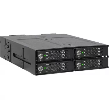 ICY DOCK - ToughArmor MB720MK-B V3 - 4x PCIe 4.0 M.2 NVMe naar 4x OCuLink in 1x 5,25 bay mobiel raam metaal zwart met sleutelslot (Tri-Mode-compatibel)