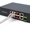Ethernet switch QOLTEC 52297 PoE RJ45 met PoE-uplink en SFP-poort