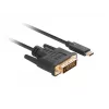 Videokabel-adapter LANBERG CA-CMDV-10CU-0030-BK, USB Type-C naar DVI-D, 3 m, zwart