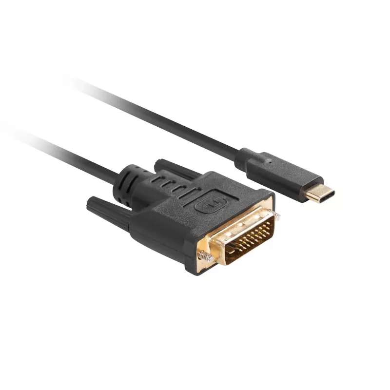 Videokabel-adapter LANBERG CA-CMDV-10CU-0030-BK, USB Type-C naar DVI-D, 3 m, zwart