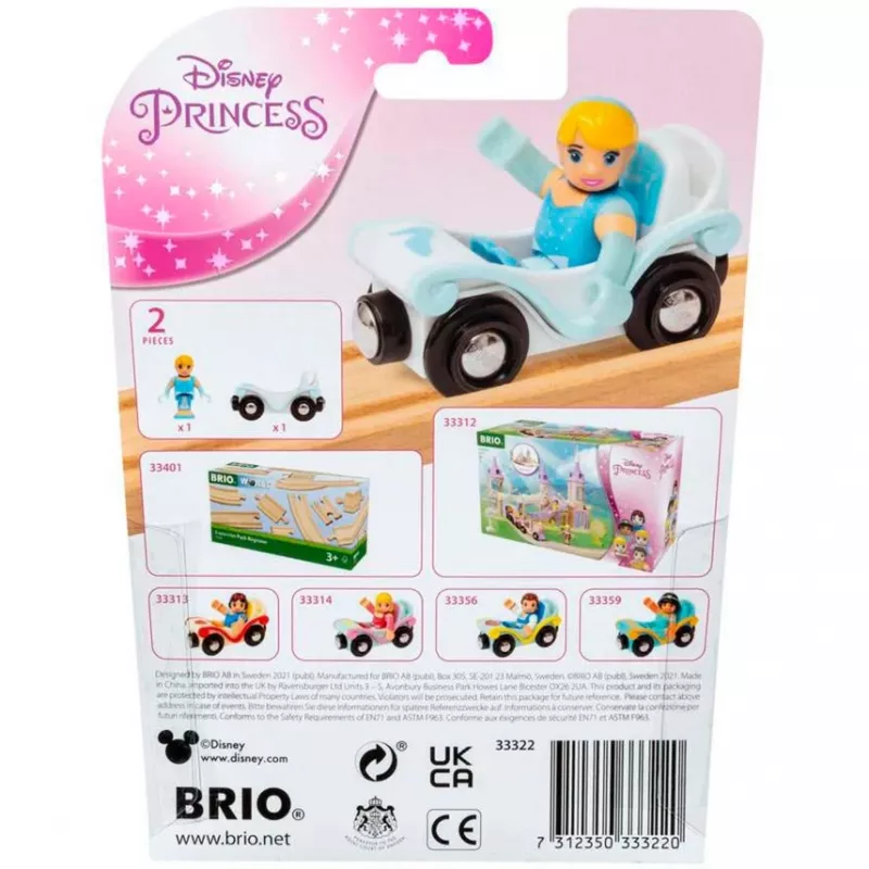 Accessoire/modelbouwpakket Ravensburger BRIO Disney Princess Cinderella & Wagen, blauw/wit, vanaf 3 jaar