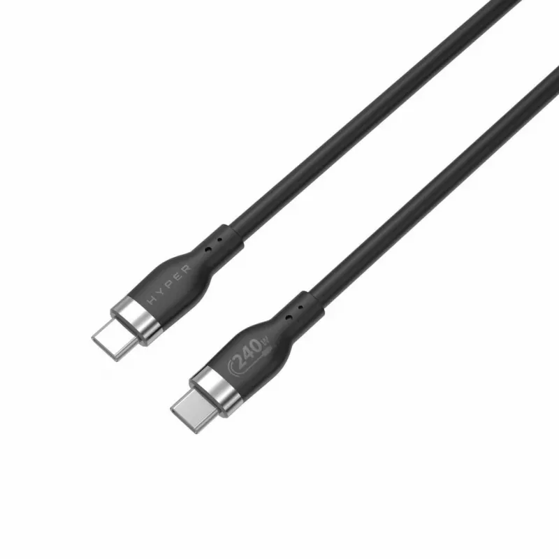 HYPER HyperJuice 240W Siliconen USB-C naar USB-C kabel (1,8m/2m) - Zwart