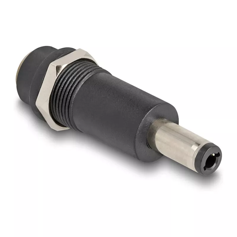 Adapter DELOCK DC 5,5 x 2,1 mm (bus) naar DC 5,5 x 2,5 mm (stekker), zwart