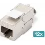 DIGITUS CAT 6A afgeschermde keystone-module, gereedschapsvrij, RJ-45, plat, zilver — 12-pack