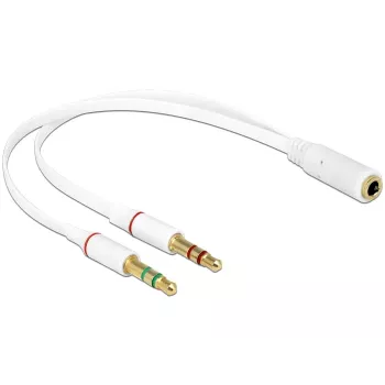 Audiokabel DeLOCK 65585 0,2 m 2 x 3,5 mm stekker op 3,5 mm bus wit
