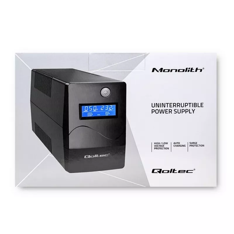 Qoltec Monolith UPS (uninterruptible power supply) dubbelconversie (online) 0,45 kVA 240 W 2 stopcontacten