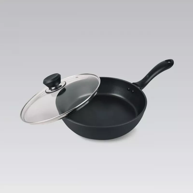 Maestro MR-1205-28 koekenpan met deksel, 28 cm, zwart
