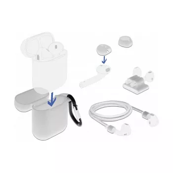 Hoesje DeLOCK Apple AirPods accessoireset wit