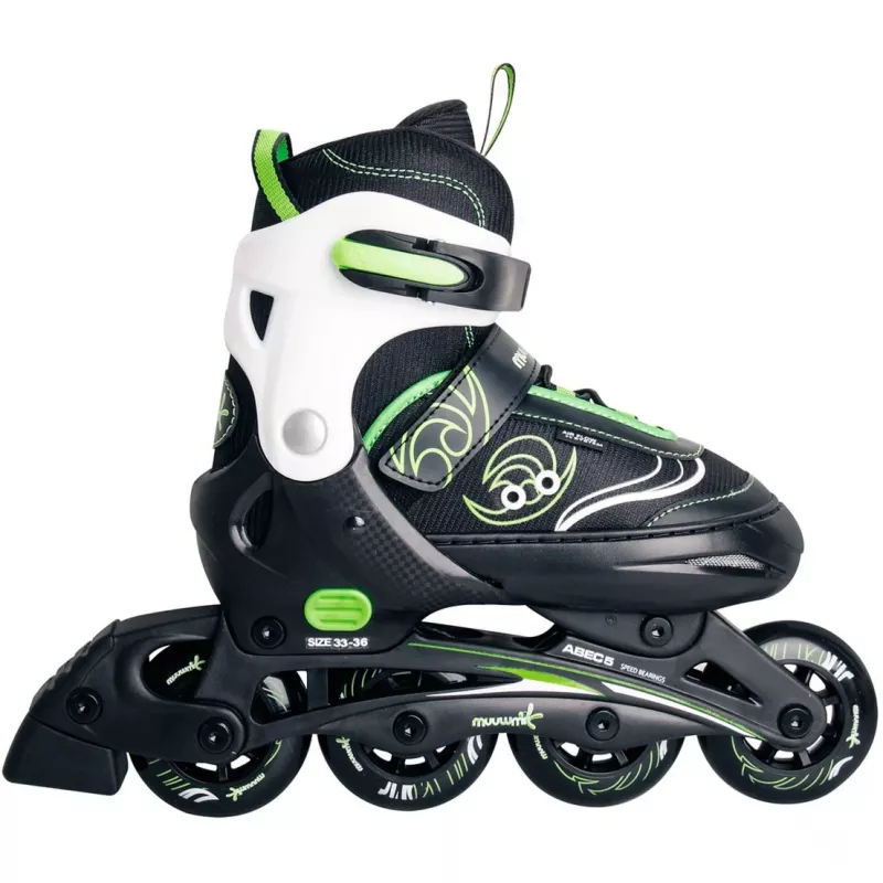 Inline-skates Muuwmi 682 verstelbare maat 33-36 groen/zwart met beschermingsset