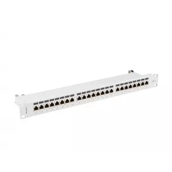 Patchpanel 1U LANBERG PPS7-1024-S – 24-poorts, Cat7, F/UTP, metaal, 1U (445×102×44,5 mm)