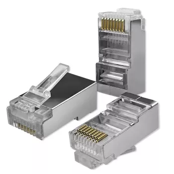 RJ45 modulaire stekker QOLTEC 54556 CAT6 FTP, zilver, 18×22×11 mm, 100-pack
