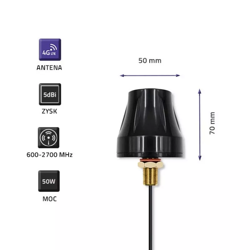 Rondstraalende 4G-LTE-antenne QOLTEC 57037, dual-polarized, 5 dBi gain