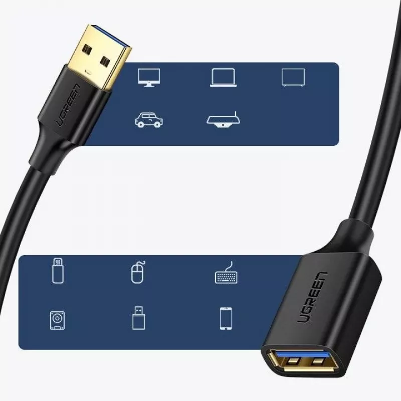 Ugreen verlengkabel-adapter USB 3.0 (bus) naar USB 3.0 (stekker) 2 m (zwart)