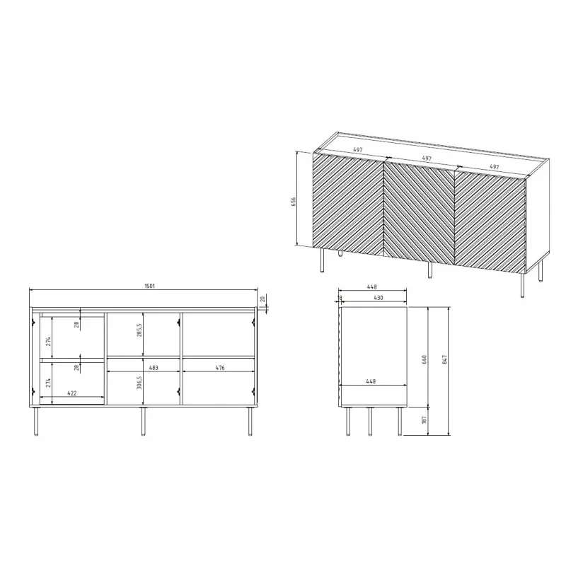 3D2SZ ONDA ladekast 150x45xH85 groen
