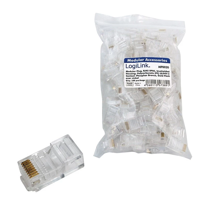 RJ45-stekker LogiLink MP0020 transparant