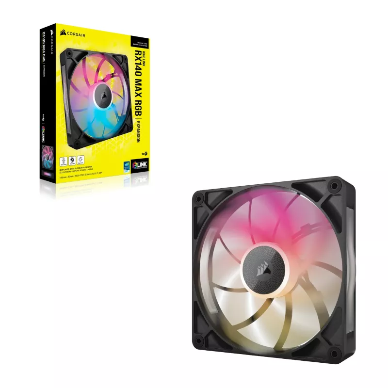 Ventilator Corsair iCUE LINK RX140 MAX RGB 14 cm zwart 300–1600 tpm
