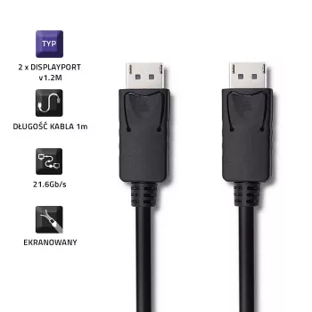 DisplayPort-kabel Qoltec 50373 2 m zwart