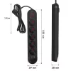 Stekkerdoos MACLEAN MCE395 B — 5 stopcontacten, 3×USB, 110–240V AC, 2,1A USB, 2500W, 1,5 m kabel, zwart