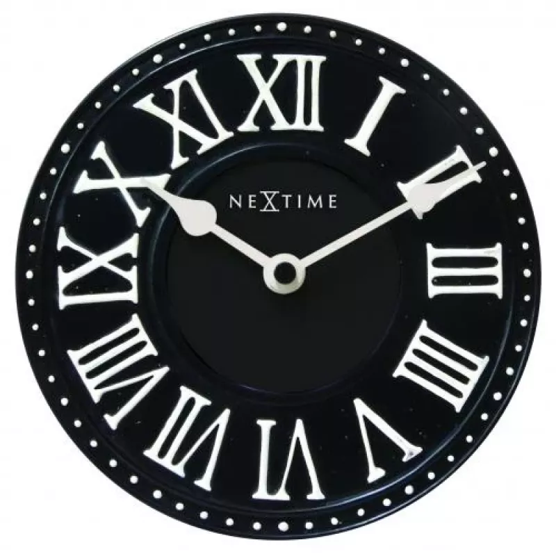 NeXtime klok 5187zw London Table, Ø16 cm, wand, zwart/wit