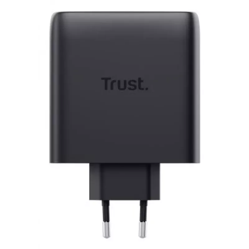 TRUST Maxo 100W 2-poorts USB-C GaN oplader — 100 W, 2× USB-C, max. 20 V, 2 m kabel, zwart