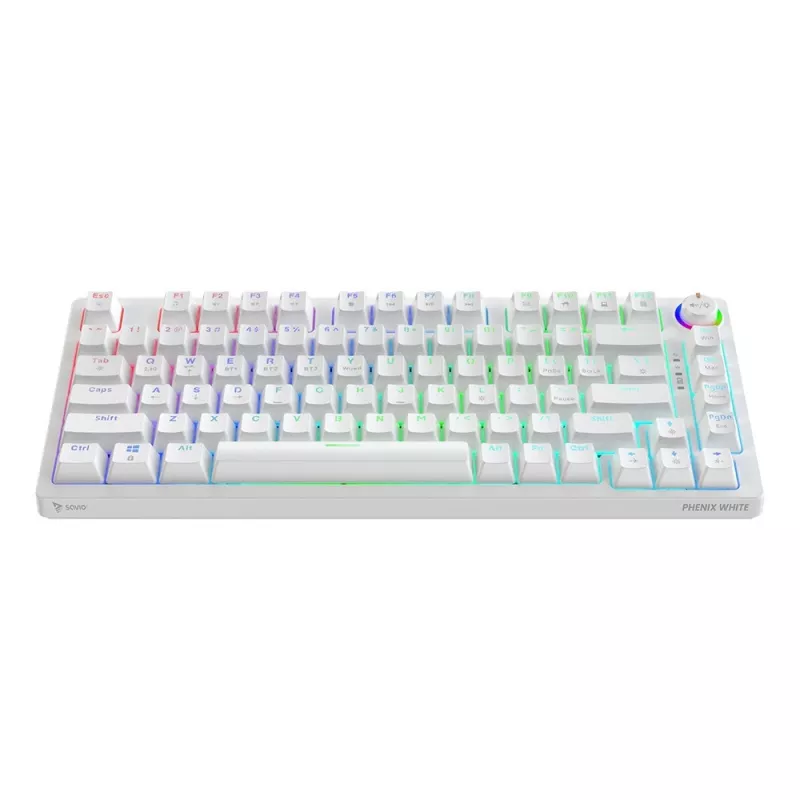 SAVIO PHENIX WHITE draadloos mechanisch toetsenbord, Gateron Red Pro, ABS