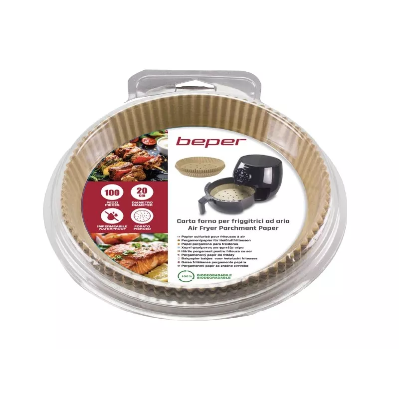 Beper C103ACC001 bakpapieren inlegvellen voor heteluchtfriteuse, 20 cm, 100 st.
