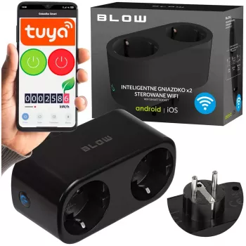 TUYA WLAN-gestuurde dubbele slimme stopcontact, zwart