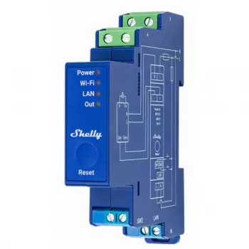 Inbouwdimmer Shelly Pro Dimmer 0/1-10V PM — draadloos, 110–240 V, 3 W stand-by, blauw, 19×69×94 mm