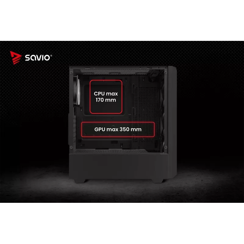 Savio Noctis Glass RGB Cube pc-behuizing, ATX/Micro-ATX/Mini-ITX, voorkant van gehard glas, RGB-fans, zwart